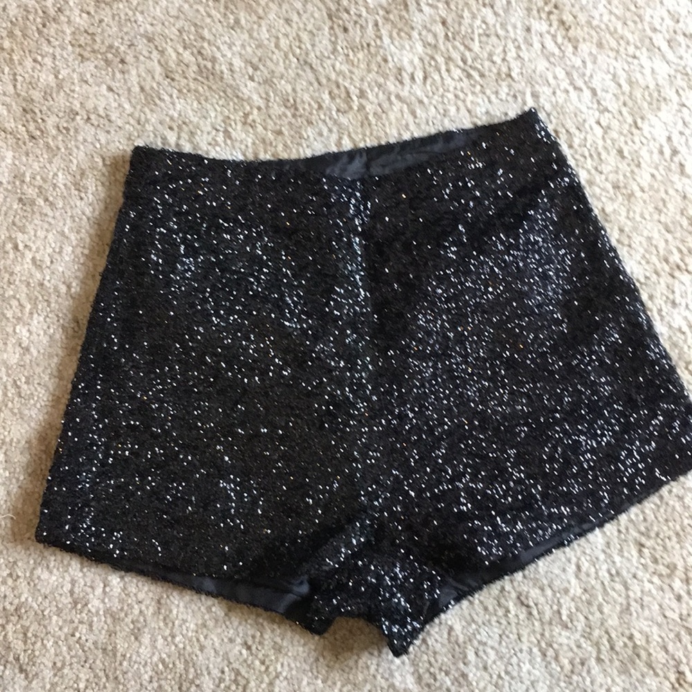 Black sequin high waisted shorts
